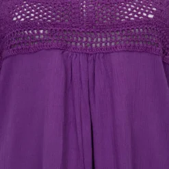 Online Tunique lacy crochet manches à volants Femme Femme Haut, Chemise