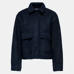 Hot Veste courte texture bouclée avec poches Femme Femme Veste, Doudoune, Manteau