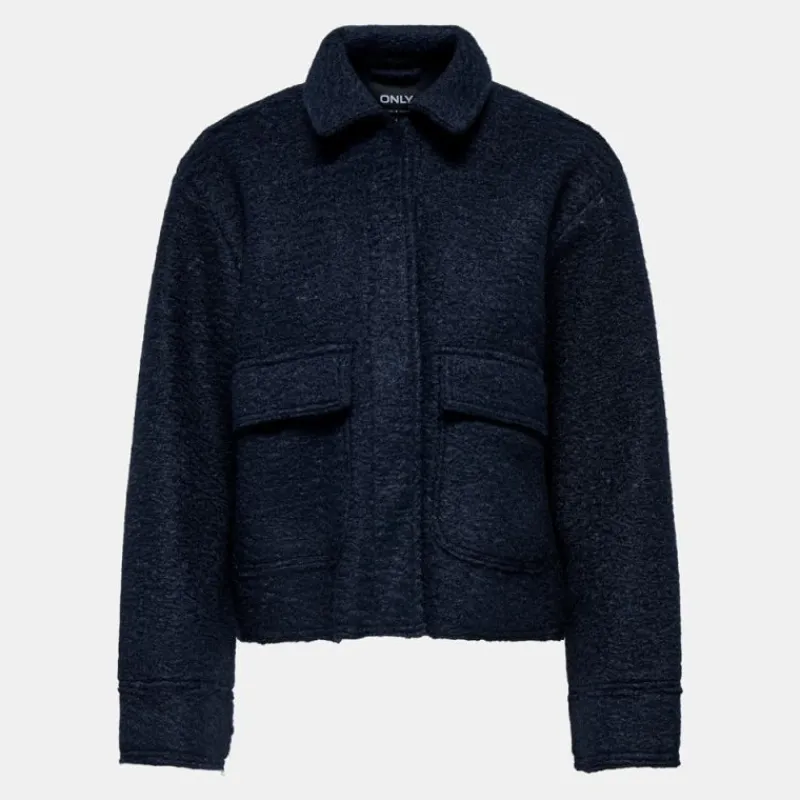 Hot Veste courte texture bouclée avec poches Femme Femme Veste, Doudoune, Manteau