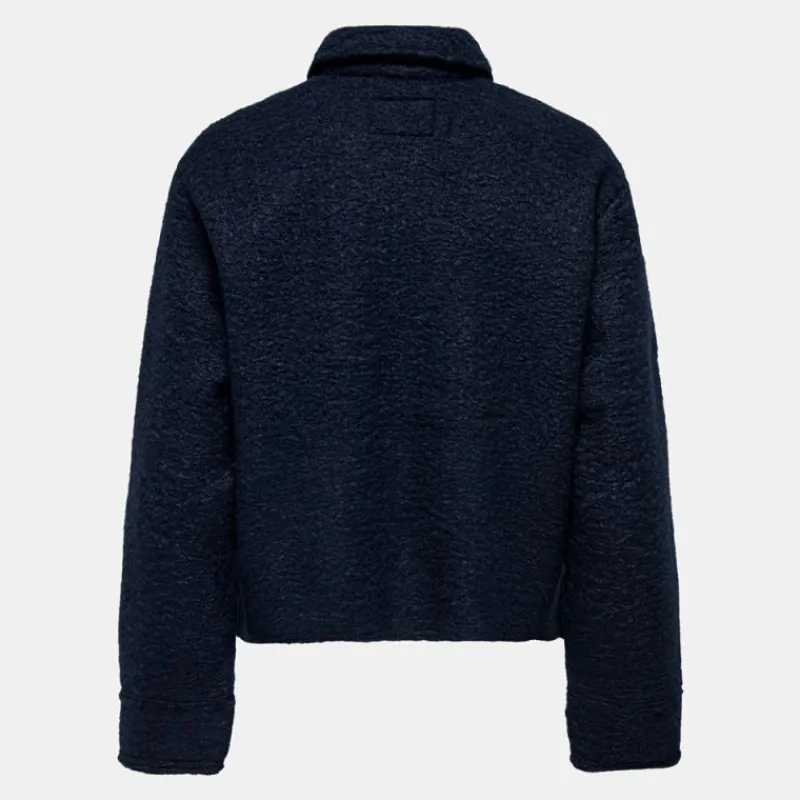 Hot Veste courte texture bouclée avec poches Femme Femme Veste, Doudoune, Manteau