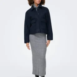 Hot Veste courte texture bouclée avec poches Femme Femme Veste, Doudoune, Manteau