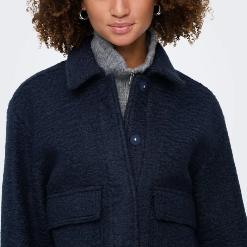 Hot Veste courte texture bouclée avec poches Femme Femme Veste, Doudoune, Manteau