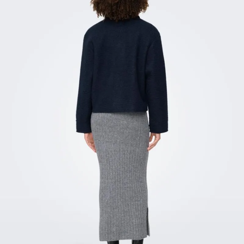 Hot Veste courte texture bouclée avec poches Femme Femme Veste, Doudoune, Manteau