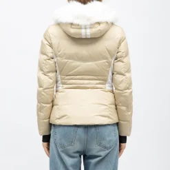 Online Veste de ski à capuche fausse fourrure avec logo Femme Femme Veste, Doudoune, Manteau