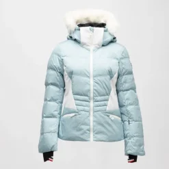 Online Veste de ski à capuche fausse fourrure avec logo Femme Femme Veste, Doudoune, Manteau