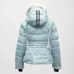 Online Veste de ski à capuche fausse fourrure avec logo Femme Femme Veste, Doudoune, Manteau