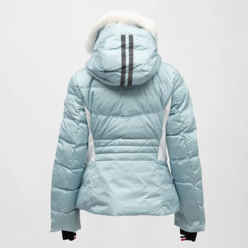 Online Veste de ski à capuche fausse fourrure avec logo Femme Femme Veste, Doudoune, Manteau