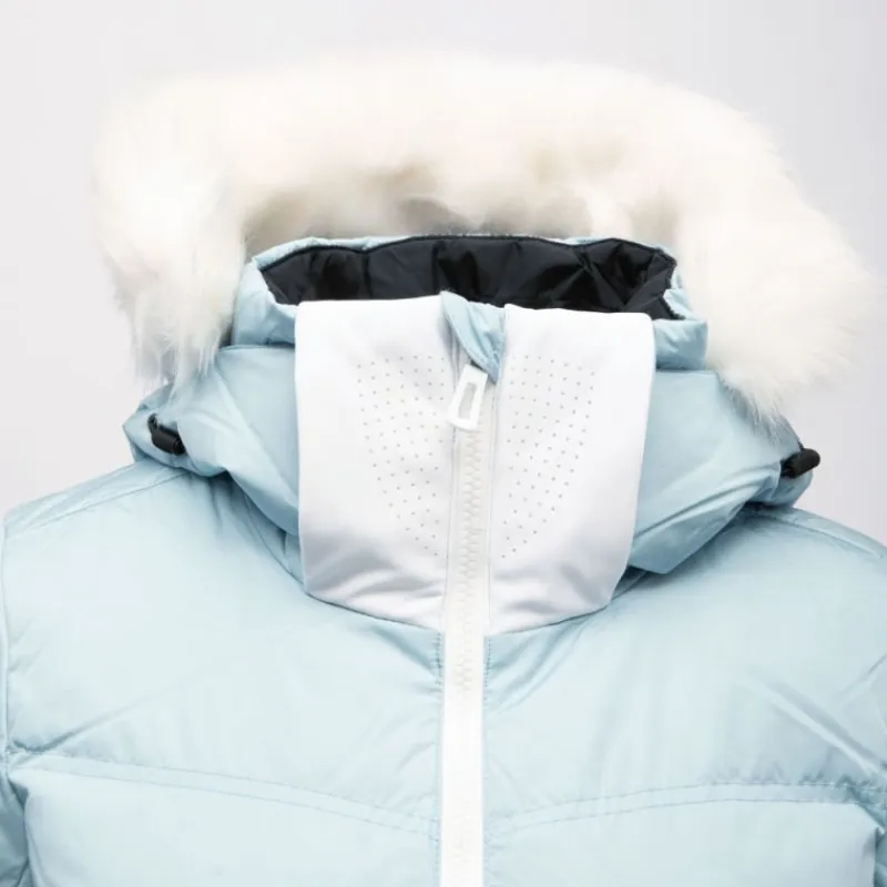 Online Veste de ski à capuche fausse fourrure avec logo Femme Femme Veste, Doudoune, Manteau