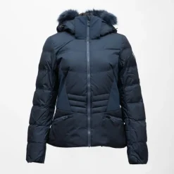 Discount Veste de ski à capuche fausse fourrure avec logo Femme Femme Veste, Doudoune, Manteau