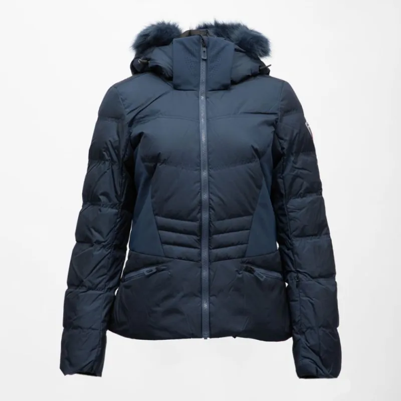 Discount Veste de ski à capuche fausse fourrure avec logo Femme Femme Veste, Doudoune, Manteau