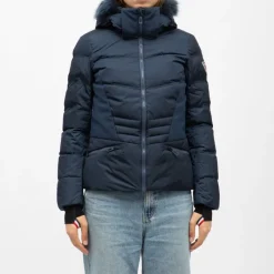 Discount Veste de ski à capuche fausse fourrure avec logo Femme Femme Veste, Doudoune, Manteau