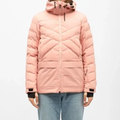 New Veste de ski à capuche resort grandes poches col montant Femme Femme Veste, Doudoune, Manteau