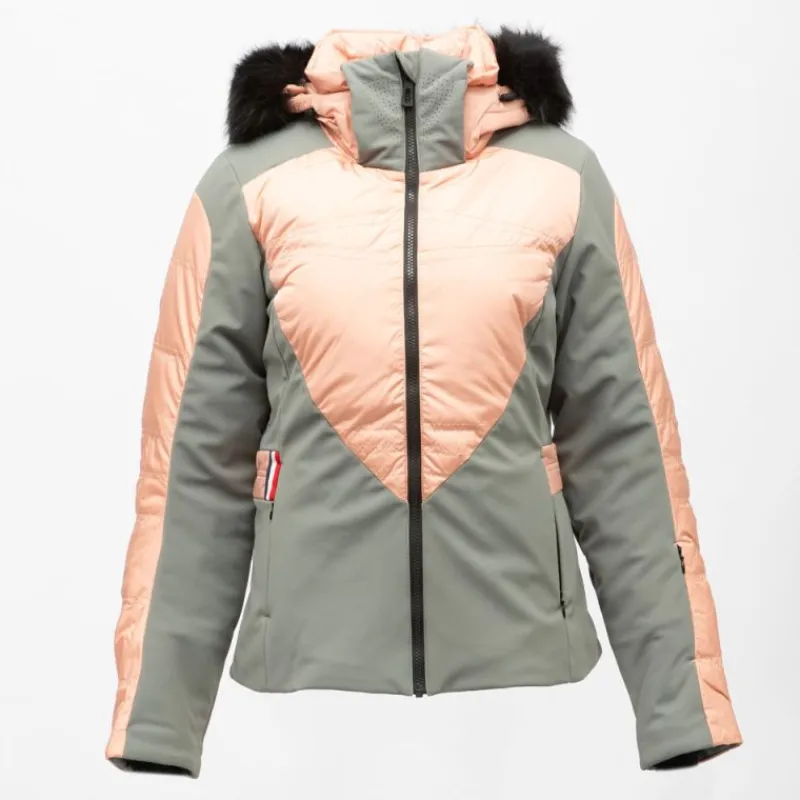Discount Veste de ski bi color à capuche fausse fourrure avec zip Femme Femme Veste, Doudoune, Manteau