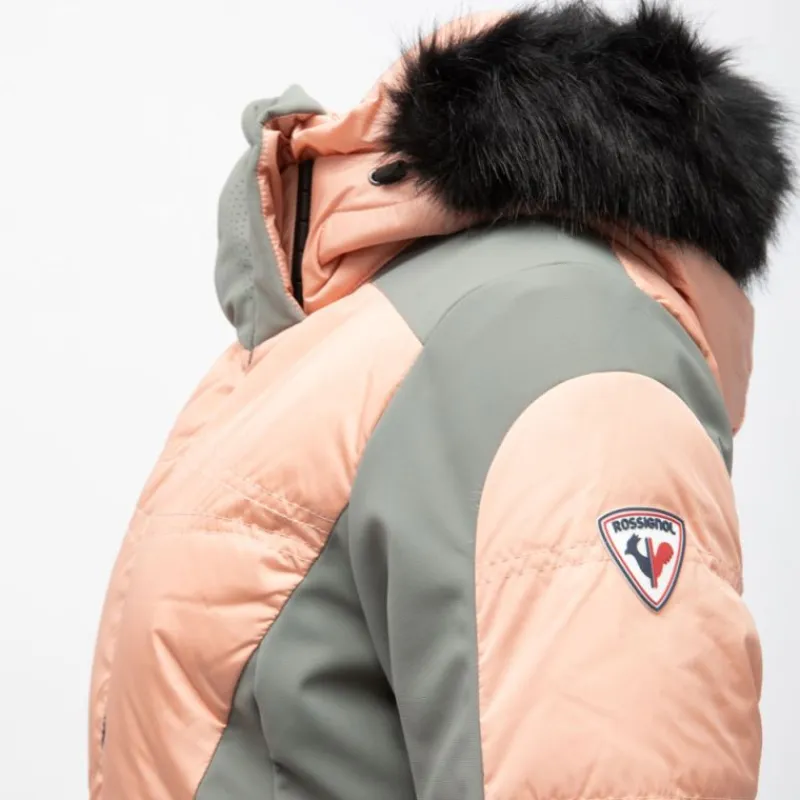 Discount Veste de ski bi color à capuche fausse fourrure avec zip Femme Femme Veste, Doudoune, Manteau