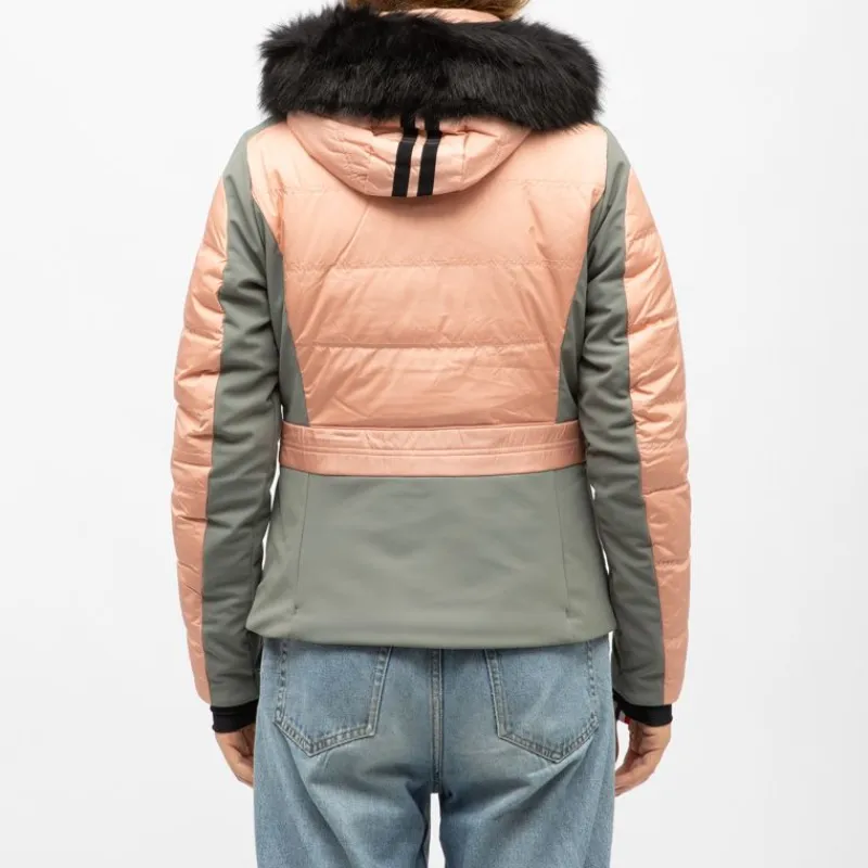Discount Veste de ski bi color à capuche fausse fourrure avec zip Femme Femme Veste, Doudoune, Manteau