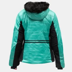Discount Veste de ski capuche avec fausse fourrure zip coloré Femme Femme Veste, Doudoune, Manteau