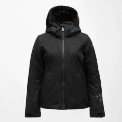 Hot Veste de ski imprimé resort avec capuche fausse fourrure Femme Femme Veste, Doudoune, Manteau