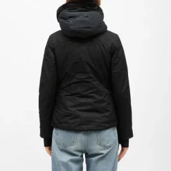 Hot Veste de ski imprimé resort avec capuche fausse fourrure Femme Femme Veste, Doudoune, Manteau