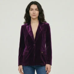 Discount Veste de tailleur velours annot col à revers Femme Femme Veste, Doudoune, Manteau