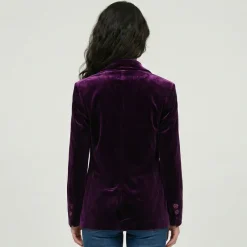 Discount Veste de tailleur velours annot col à revers Femme Femme Veste, Doudoune, Manteau