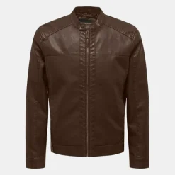 Hot Veste motard Mike similicuir avec zip Homme Homme Veste, Doudoune, Manteau