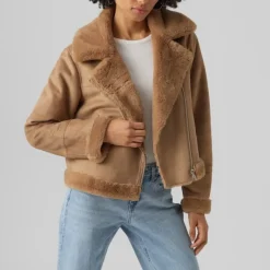 Sale Veste peggy col italien fausse fourrure zippée Femme Femme Veste, Doudoune, Manteau