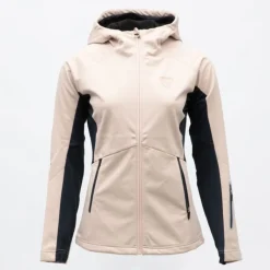 Sale Veste rose poudrée softshell ajustée à capuche poches zippées noires Femme Femme Veste, Doudoune, Manteau