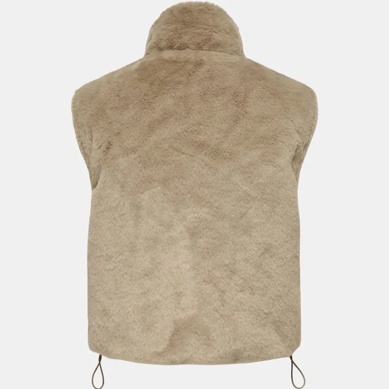 Sale Veste sans manche reversible fausse fourrure col montant Femme Femme Veste, Doudoune, Manteau