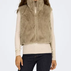 Sale Veste sans manche reversible fausse fourrure col montant Femme Femme Veste, Doudoune, Manteau