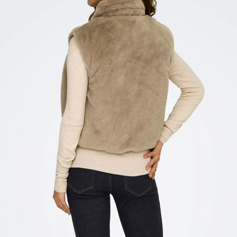 Sale Veste sans manche reversible fausse fourrure col montant Femme Femme Veste, Doudoune, Manteau