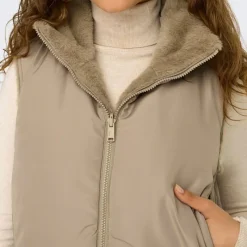 Sale Veste sans manche reversible fausse fourrure col montant Femme Femme Veste, Doudoune, Manteau
