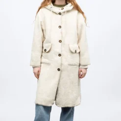 Online Veste sherpa longue a capuche beige h24chels Femme Femme Veste, Doudoune, Manteau