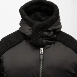 Hot Veste tissu lisse à capuche avec manches effet moutonné Homme Homme Veste, Doudoune, Manteau