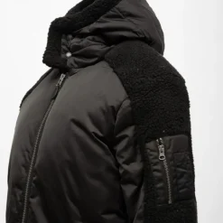 Hot Veste tissu lisse à capuche avec manches effet moutonné Homme Homme Veste, Doudoune, Manteau